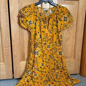 Vibrant Floral Yellow Mini Dress